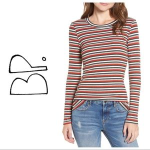 bp Nordstrom Womens Long Sleeve Top Size XS Ribbed Striped